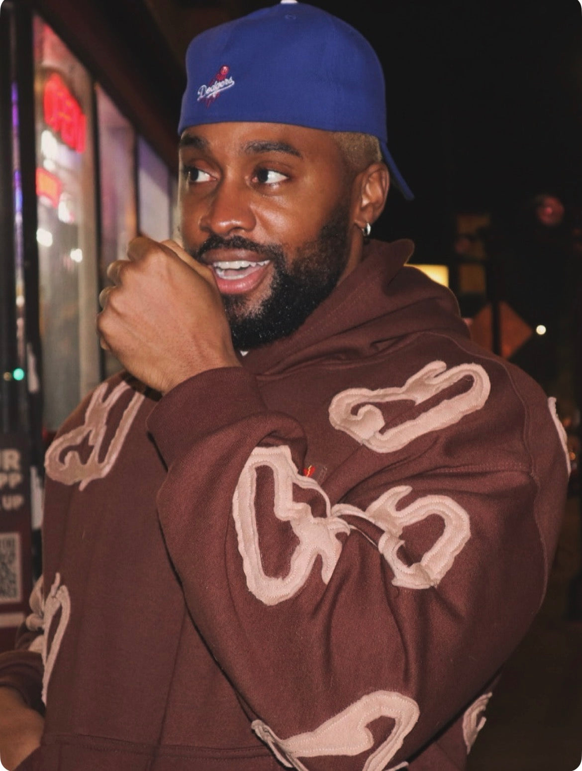 Brown Love Appliqué Cropped Hoodie